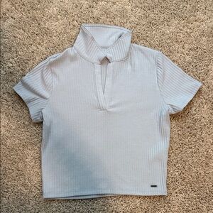 Hollister Light Gray Ribbed Knit Top